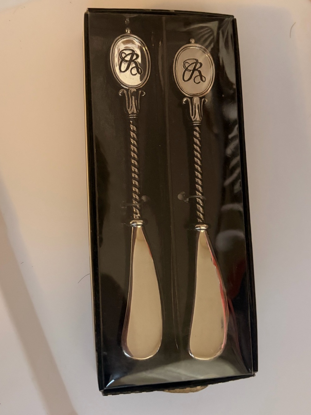 Mud Pie Silver Monogram Spreaders - Silver
